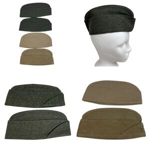 VTG Korean War Era USMC Garrison Caps Lot of 4  Khaki Wool 6 1/2 Named‎